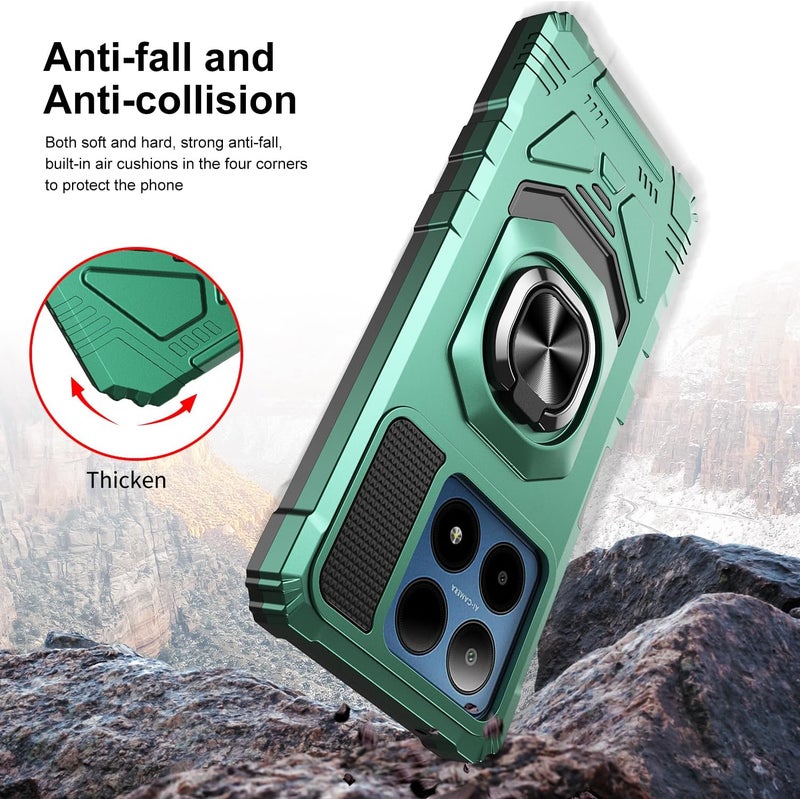 Mocotto for Boost Summit 5G Phone Case with Tempered Glass Screen Protector,Military Grade Heavy Duty Shockproof Protective Cover,with Ring Kickstand (Boost Summit 5G,Dark Green) - Image 4